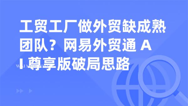 工贸工厂做外贸缺成熟团队？网易外贸通 AI 尊享版破局思路